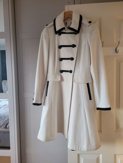 Military Style White Winter Coat