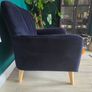 Navy velvet sofa, armchair & footstool set Image 4
