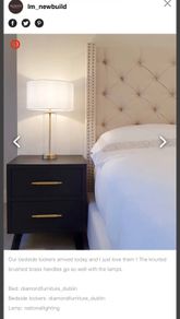 2 x black bedside lockers - black wood with gold handles
