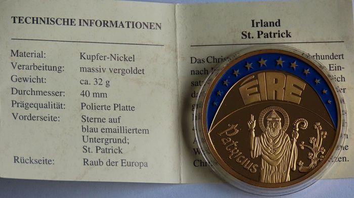 Ireland ECU  Saint Patrick 1993 Gold Plated