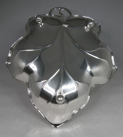Vintage WMF Silver Plated Grape Vine Leaf Dish, Germany, 9.5 inches Footed Serving Bowl