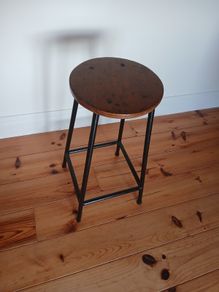 Vintage Bar Stool. Counter Stool with Footrest, Industrial Style Bar Stool.
