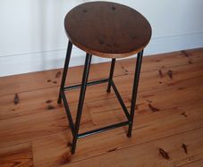 Vintage Bar Stool. Counter Stool with Footrest, Industrial Style Bar Stool.