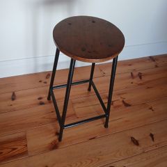 Vintage Bar Stool. Counter Stool with Footrest, Industrial Style Bar Stool.