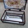 Vintage Pressed Flower Glass Trinket Box  with bottom Mirror heavy glass Image 6