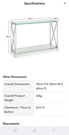 Hall Table - Glass Top Beautiful Console Table