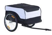 Bike Trailer Cargo in Steel Frame Extra Bicycle Storage Carrier with Removable Cover and Hitch (White and Black)