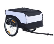 Bike Trailer Cargo in Steel Frame Extra Bicycle Storage Carrier with Removable Cover and Hitch (White and Black)