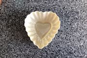 Antique Belleek Second Black Mark Heart Shaped Dish Fluted Luster