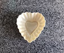 Antique Belleek Second Black Mark Heart Shaped Dish Fluted Luster