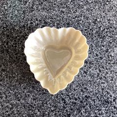 Antique Belleek Second Black Mark Heart Shaped Dish Fluted Luster