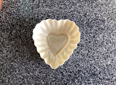 Antique Belleek Second Black Mark Heart Shaped Dish Fluted Luster