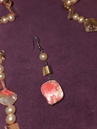 Natural Sea Shell and Pearl Necklace and earring set