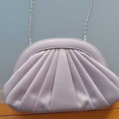 Marks and Spencer silver satin clutch bag - new