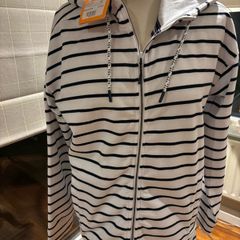 Offers Welcome Please- Regatta Great Outdoors Brand New with price tag Navy and White Striped Zip Up Hoodie - Size 12