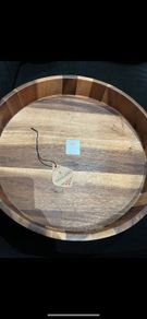 Acacia wooden cheese serving plater tray rotary hand  made