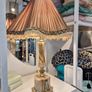 Vintage Midcentury retro antique  silk shade onyx marble Table lamp Image 7