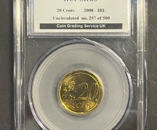 2008 Ireland Irish International Coin Fair Souvenir series featuring 20c coin in uncirculated condition direct from Dublin mint encapsulated by CGS UK