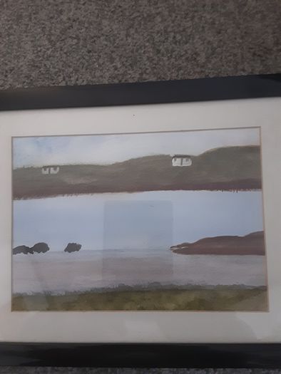 Painting/Thatch Cottages on Island in the West .. Price Drop