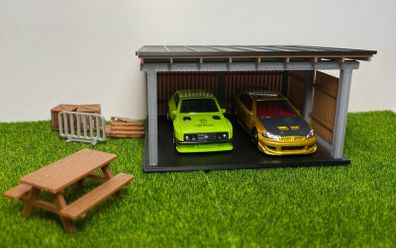 1:64 scale garage building for Hotwheels/Matchbox