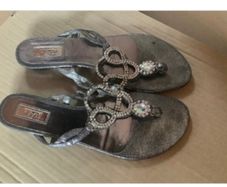 Embellished Silver Sandals By Julian MacDonald