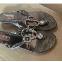 Embellished Silver Sandals By Julian MacDonald