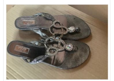 Embellished Silver Sandals By Julian MacDonald
