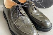 Clarks women's derby shoe Splend Weave flats lace up dark green size UK 6  Brand new
