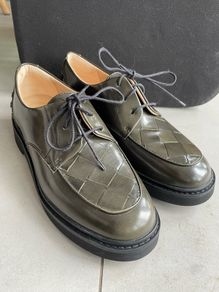 Clarks women's derby shoe Splend Weave flats lace up dark green size UK 6  Brand new