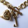 Juicy Couture Logo Heart J Charms Gold Tone Chain Link Toggle Clasp Necklace 17inch. Image 6
