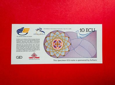 Test  Banknote 10 ECU  1992   SPECIMEN   ( Uncirculated )