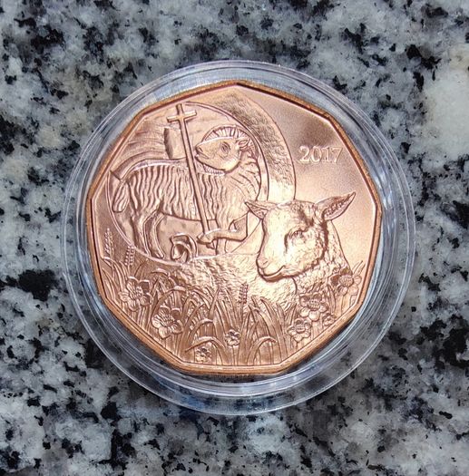 Austria 5 Euro Copper (.999) Uncirculated Coin 2017 - Easter Lamb - Easter Coins