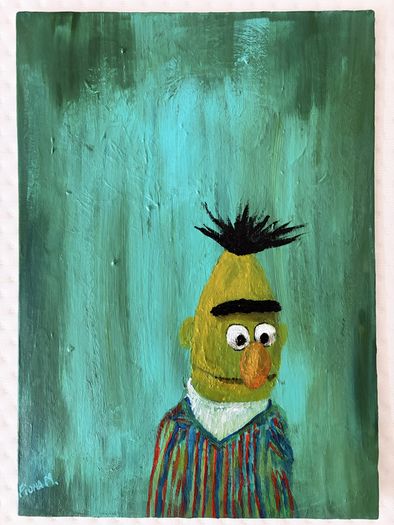 Framed Sesame Street "Bert" Acrylic painting on canvas