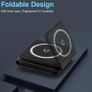 3-in-1 Foldable Magnetic Wireless Charger Station with 25W Adapter & Case, Fast Charger for iPhone 16/15/14/13/12, for Watch 10/9/Ultra2/Ultra/8/7/6/SE/5/4, for AirPods 4/3/2/Pro (Black) Image 4