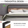 King Size Bed Metal Platform Bed Frame with Wood Headboard, Image 5
