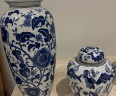 Two Laura Ashley China Blue Porcelain Vases