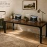 Extra Long 2 Person Computer Desk 200 cm Rustic Brown and Black Image 2