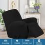 Stretch Recliner Cover Recliner Chair Covers for Living Room Recliner Chair Slipcover with Side Pocket, Thick Soft Small Checked Jacquard, Fitted Standard/Oversized Recliner, Black Image 2