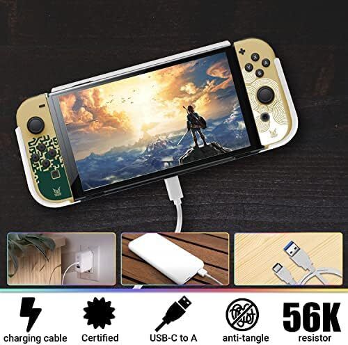 Accessory Bundle kit for Nintendo Switch Oled Accessories Essentials Pack Case and Screen Protector Comfort Grip Cover Headphones charger cable Games holder