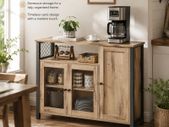 Kitchen Sideboard Storage Cabinet With Glass Doors Rustic Industrial Furniture