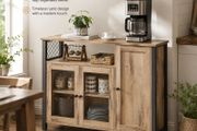 Kitchen Sideboard Storage Cabinet With Glass Doors Rustic Industrial Furniture