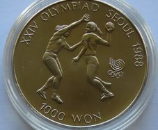Korea 1000 Won 1987 Handball coin BUNC