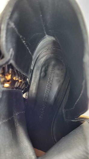 ALEXANDER McQueen Ladies black pointed gold braided chain ankle boots Sz 41 - Fit 8 - 8.5UK - Rrp 943 (New)
