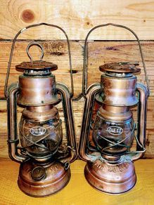 Pair of Vintage copper Dietz  lanterns