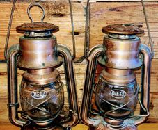 Pair of Vintage copper Dietz  lanterns