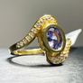 Sterling silver 925 ring with Tanzanite and Natural Cambodian Zircon Bypass Ring in Vermeil Yellow Gold Overlay Sterling Silver 1.21 Ct Image 2