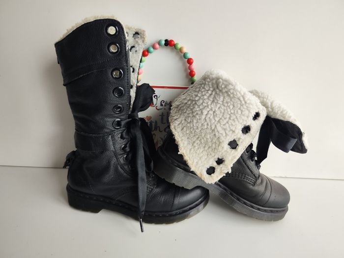 Triumph Aimilita Dr Martens fur fleece lined FL black mid calf boots UK5 EU38