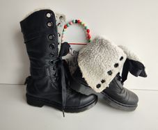 Triumph Aimilita Dr Martens fur fleece lined FL black mid calf boots UK5 EU38