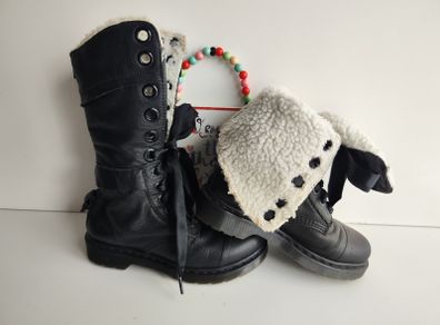 Triumph Aimilita Dr Martens fur fleece lined FL black mid calf boots UK5 EU38