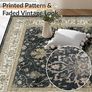 Machine Washable Rugs 180x270 cm Vintage Area Rug Low Pile Anti-Slip Carpet with Print Pattern for Living Room Bedroom Home Office Indoor Black/Beige Image 5